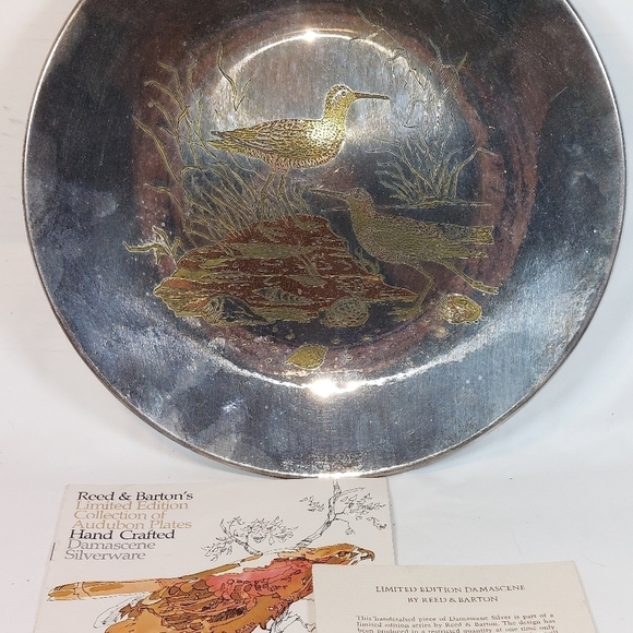 Reed & Barton Damascene Silverplated Audubon Sandpiper Birds Plated Numbered. - Picture 4 of 8